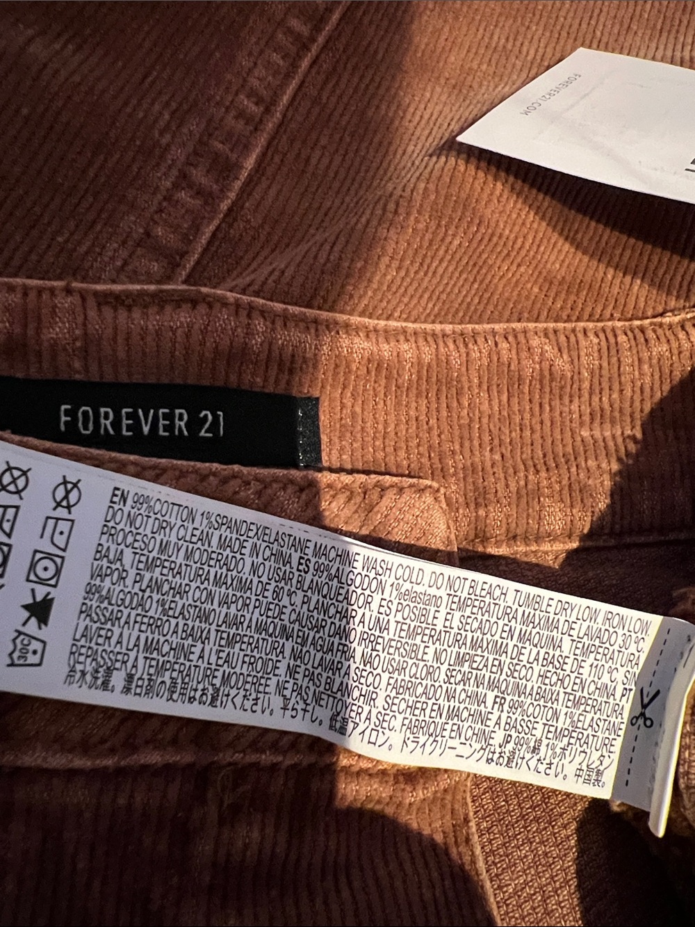 NWT Forever 21 Corduroy Button Down MIDI Pencil Skirt Praline Brown XS - Picture 12 of 12